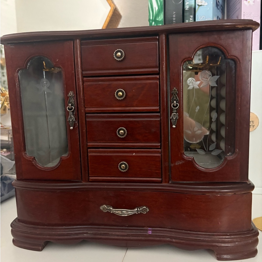 Classic Wooden Jewelry Box in Dark Brown